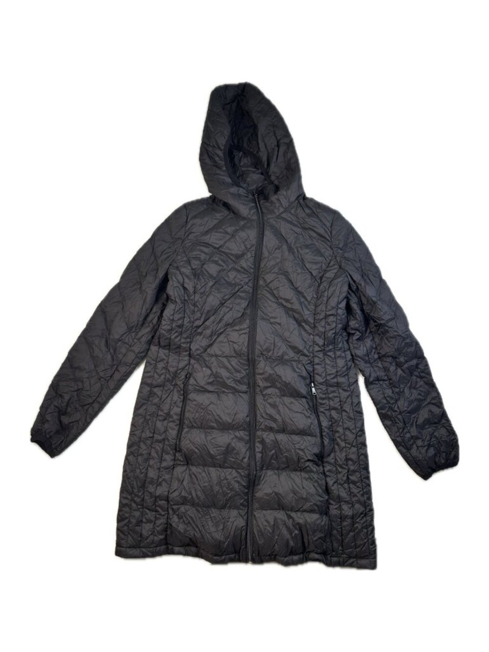 London Fog Women’s Lightweight Packable Down Puffer Jacket Black Long Size S